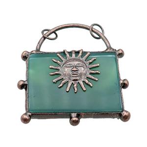 Natural Agate Lock Pendant Green Dye Sunface Antique Red, approx 30-40mm [GM20412]