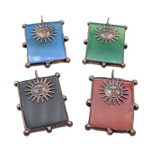 Natural Agate Rectangle Pendant Dye Sunface Antique Red Mixed, approx 30-40mm [GM20419]