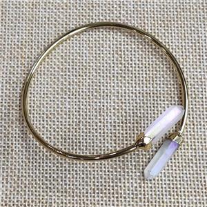 Copper Bangle With Crystal Quartz Gold Plated, approx 5-22mm, 60mm dia [GM20423]