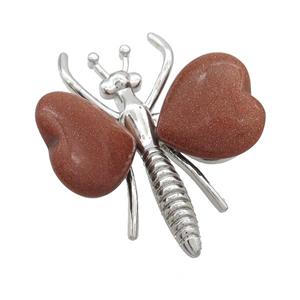 Golden Sandstone Pave Butterfly Pendant Alloy Platinum Plated, approx 40-45mm [GM20427]