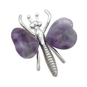 Purple Amethyst Pave Butterfly Pendant Alloy Platinum Plated, approx 40-45mm [GM20431]