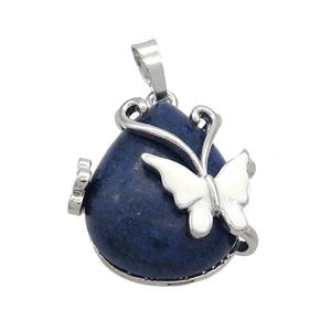 Blue Lapis Lazuli Teardrop Pendant Alloy Platinum Plated, approx 20-25mm [GM20441]
