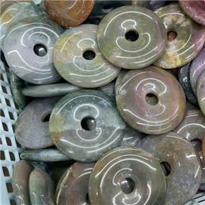 Natural Indian Agate Donut Pendant Multicolor, approx 40mm [GM20460]