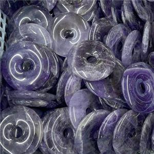 Natural Amethyst Donut Pendant Purple, approx 40mm [GM20469]