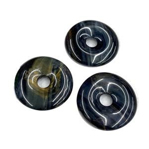 Natural Tiger Eye Stone Donut Pendant Inkblue, approx 40mm [GM20470-40MM]