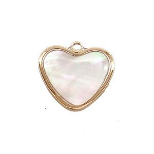 White MOP Shell Heart Pendant Gold Plated, approx 15mm [GM20471]