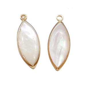 White MOP Shell Horse-eye Pendant Gold Plated, approx 8-20mm [GM20475]