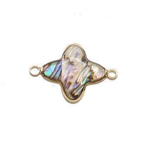 Abalone Shell Clover Connector Gold Plated, approx 15mm [GM20479]