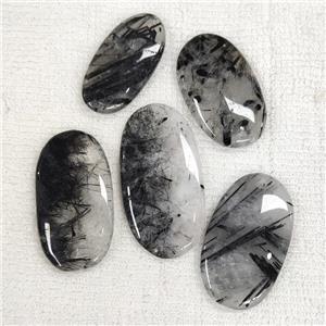 Natural Black Rutilated Quartz Pendant Oval, approx 15-40mm [GM20488]