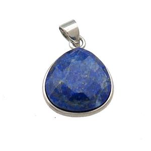 Natural Blue Lapis Lazuli Teardrop Pendant Platinum Plated, approx 15mm [GM20528]