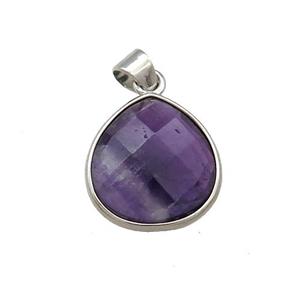 Natural Fluorite Teardrop Pendant Platinum Plated, approx 15mm [GM20529]