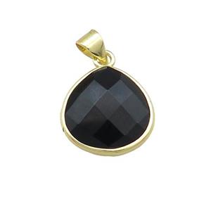 Natural Onyx Teardrop Pendant Gold Plated, approx 15mm [GM20533]