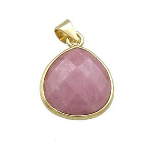 Natural Pink Wood Lace Jasper Teardrop Pendant Gold Plated, approx 15mm [GM20534]