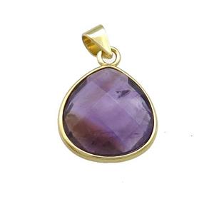 Natural Fluorite Teardrop Pendant Gold Plated, approx 15mm [GM20538]