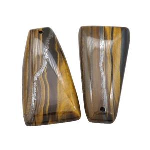 Natural Iron Tiger Eye Stone Trapeziform Pendant, approx 10-40mm [GM20547]