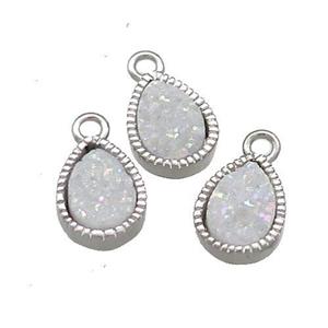 White AB-Color Quartz Druzy Teardrop Pendant, approx 6x8mm [GM20563]