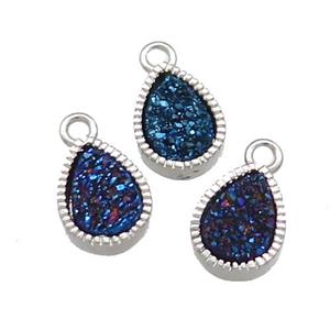 Blue Quartz Druzy Teardrop Pendant, approx 6x8mm [GM20566]