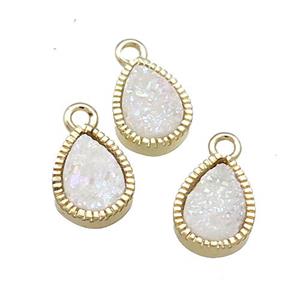 White AB-Color Quartz Druzy Teardrop Pendant, approx 6x8mm [GM20568]