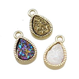 Quartz Druzy Teardrop Pendant Mixed Color, approx 6x8mm [GM20572]