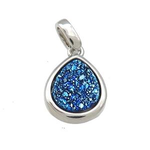 Blue Quartz Druzy Teardrop Pendant, approx 10-12mm [GM20576]