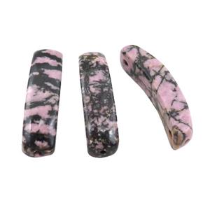 Natural Chinese Rhodonite bracelet Connector Pink Curving, approx 11-38mm [GM20580]