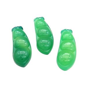 Natural Agate Bean Pendant Green Dye Carved, approx 13-32mm [GM20592]