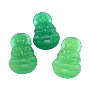 Natural Agate Buddha Pendant Green Dye Carved, approx 23-40mm [GM20593]