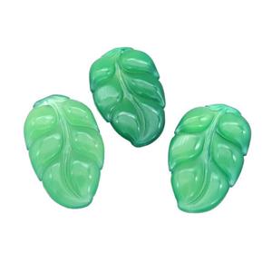 Natural Agate Leaf Pendant Green Dye Carved, approx 25-42mm [GM20595]
