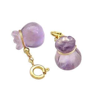 Natural Amethyst Bags Pendant Purple Carved, approx 10-12mm [GM20598]