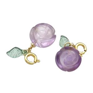 Natural Amethyst Flower Pendant Purple Carved, approx 5-7mm, 12-13mm [GM20601]