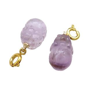 Natural Amethyst Pixiu Pendant Purple Carved, approx 10-13mm [GM20602]