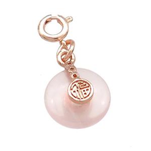 Natural Clear Quartz Donut Pendant Rose Gold Clasp, approx 12mm [GM20605]