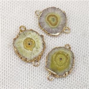 Solar Quartz Slice Connector Yellow Dye Gold Plated, approx 10-20mm [GM20612]