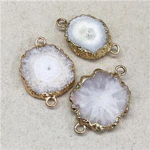 Solar Quartz Slice Connector White Gold Plated, approx 10-20mm [GM20614]