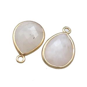 Natural White Moonstone Teardrop Pendant Gold Plated, approx 13-15mm [GM20619]