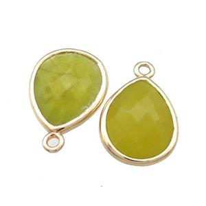 Natural Lemon Quartz Teardrop Pendant Gold Plated, approx 13-15mm [GM20627]