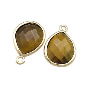 Natural Tiger Eye Stone Teardrop Pendant Gold Plated, approx 13-15mm [GM20630]