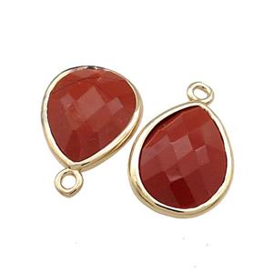 Natural Red Jasper Teardrop Pendant Gold Plated, approx 13-15mm [GM20631]