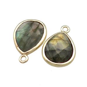 Natural Labradorite Teardrop Pendant Gold Plated, approx 13-15mm [GM20632]