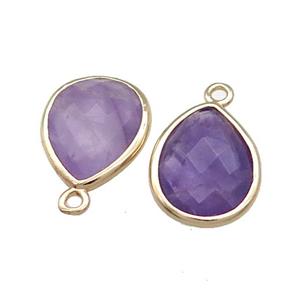 Natural Amethyst Teardrop Pendant Purple Gold Plated, approx 13-15mm [GM20633]