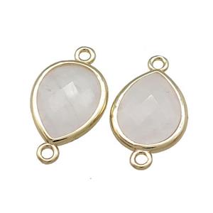 Clear Quartz Teardrop Connector Gold Plated, approx 13-15mm [GM20635]