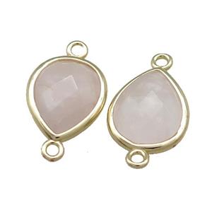Rose Quartz Teardrop Connector Gold Plated, approx 13-15mm [GM20636]