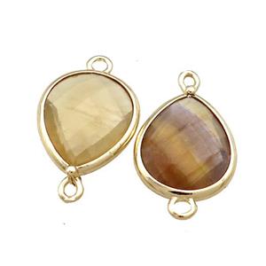 Yellow Fluorite Teardrop Connector Gold Plated, approx 13-15mm [GM20640]