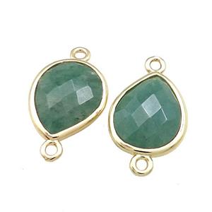 Green Aventurine Teardrop Connector Gold Plated, approx 13-15mm [GM20643]