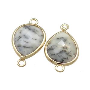 Moss Opal Teardrop Connector Gold Plated, approx 13-15mm [GM20646]