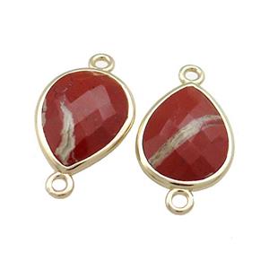 Red Jasper Teardrop Connector Gold Plated, approx 13-15mm [GM20649]