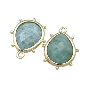 Green Amazonite Teardrop Pendant Gold Plated, approx 13-16mm [GM20652]