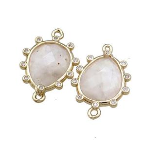 White Moonstone Teardrop Connector Gold Plated, approx 15-17mm [GM20654]
