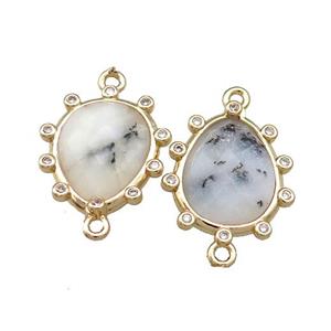 Moss Opal Teardrop Connector Gold Plated, approx 15-17mm [GM20656]