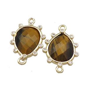 Tiger Eye Stone Teardrop Connector Gold Plated, approx 15-17mm [GM20657]